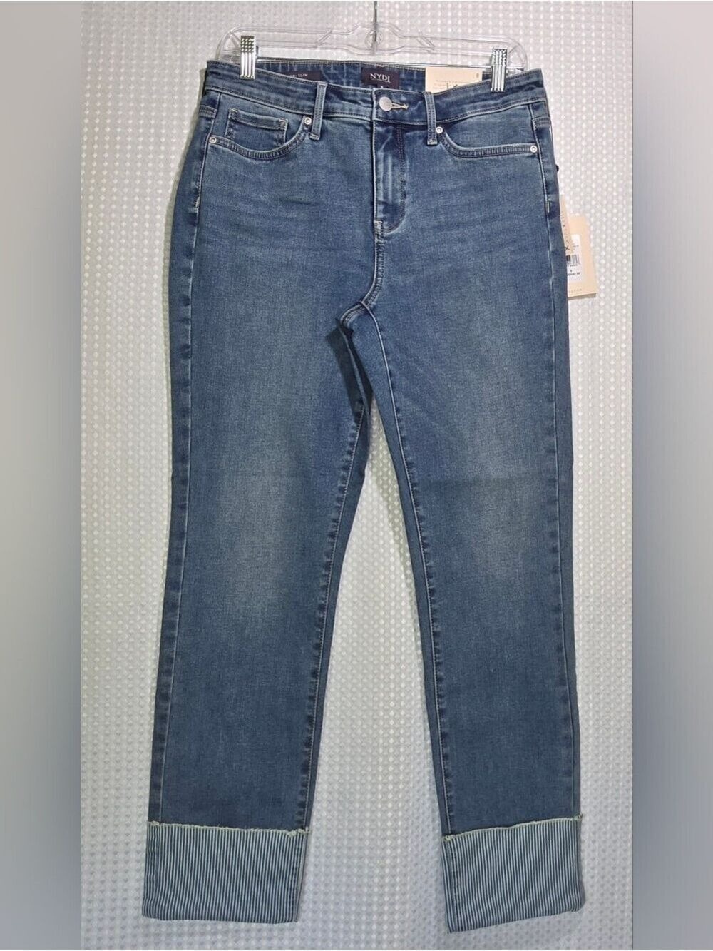 NYDJ Slim Ankle Jeans Coastal Cuff Quiet Luxury Denim NWT Sz 8 - Picture 2 of 12
